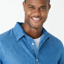 Chemise en denim léger manches longues