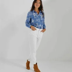 Chemise imprimé palmiers bicolore