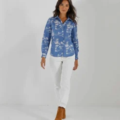 Chemise imprimé palmiers bicolore