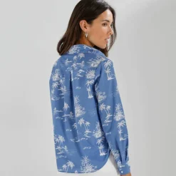 Chemise imprimé palmiers bicolore
