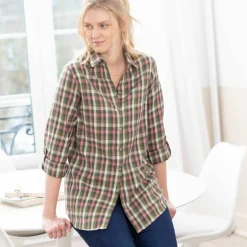 Chemise longue petits carreaux tissé-teints, flanelle