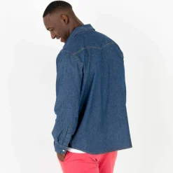 Chemise pressionnée manches longues en jean
