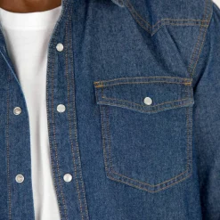 Chemise pressionnée manches longues en jean