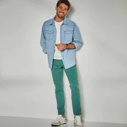 Chemise pressionnée manches longues en jean