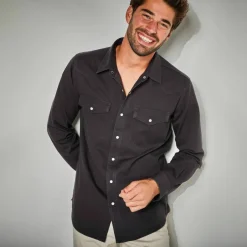 Chemise pressionnée manches longues en jean