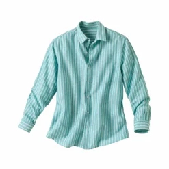 Chemise rayée coton lin manches longues