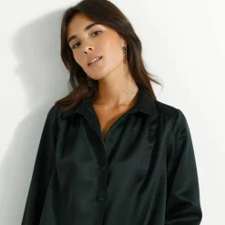 Chemise volume ample unie, satin