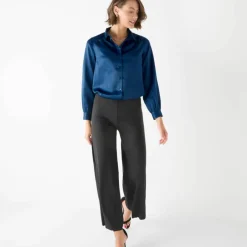 Chemise volume ample unie, satin