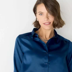 Chemise volume ample unie, satin
