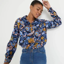 Chemisier boutonné imprimé fleurs