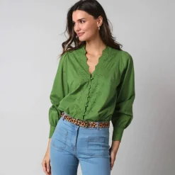 Chemisier broderie anglaise, coton