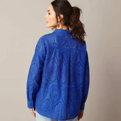 Chemisier broderie anglaise, manches longues