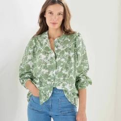 Chemisier imprimé bicolore, voile de coton