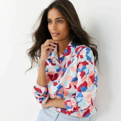 Chemisier imprimé floral, voile de coton