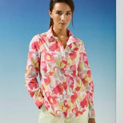 Chemisier imprimé floral, voile de coton
