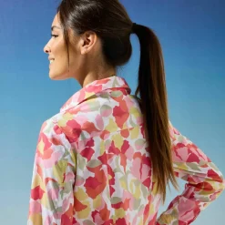Chemisier imprimé floral, voile de coton