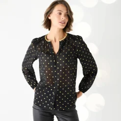 Chemisier imprimé pois doré, voile