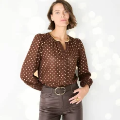 Chemisier imprimé pois doré, voile