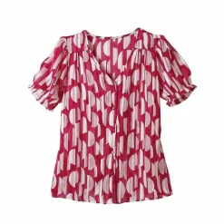 Chemisier manches blousantes imprimé bicolore, voile jacquard