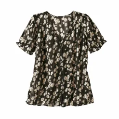 Chemisier manches blousantes imprimé floral, voile jacquard