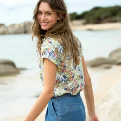 Chemisier manches courtes imprimé fleuri