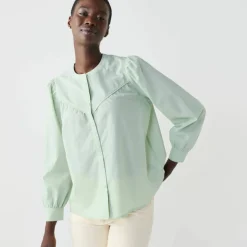 Chemisier uni, voile de coton