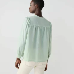 Chemisier uni, voile de coton