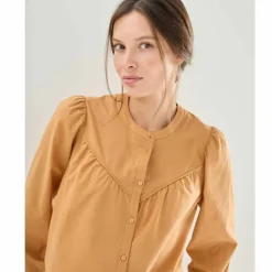 Chemisier uni, voile de coton
