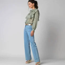 Chemisier volanté voile chiffon imprimé