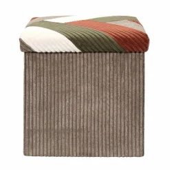 Coffre-pouf côtelé pliable patchwork