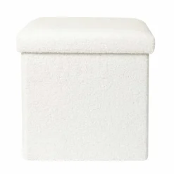 Coffre pouf en bouclette sherpa