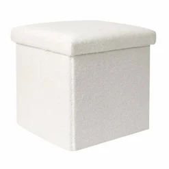 Coffre pouf en bouclette sherpa
