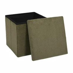 Coffre-pouf pliable, revêtement tissu côtelé