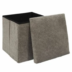 Coffre-pouf pliable, revêtement tissu côtelé