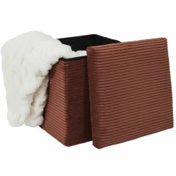 Coffre-pouf pliable, revêtement tissu côtelé