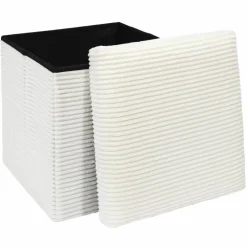 Coffre-pouf pliable, revêtement tissu côtelé