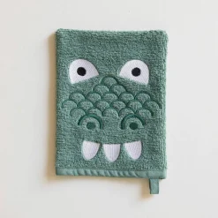 Collection éponge enfant brodée dinosaure coton - 380 g/m²