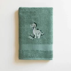 Collection éponge enfant brodée dinosaure coton - 380 g/m²