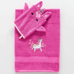Collection éponge enfant brodée licorne coton - 380 g/m²
