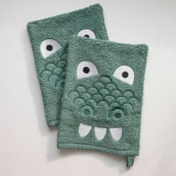 Collection éponge enfant brodée personnalisable dinosaure coton - 380g/m2