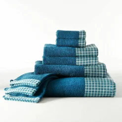 Collection serviettes de bain 420 g/m² liteau tissé motif vichy