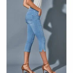 Corsaire fuselé ultra stretch, maille effet jean