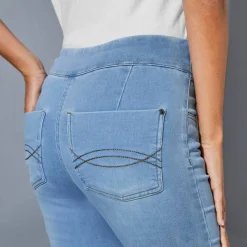 Corsaire fuselé ultra stretch, maille effet jean