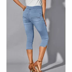 Corsaire fuselé ultra stretch, maille effet jean