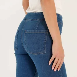 Corsaire fuselé ultra stretch, maille effet jean