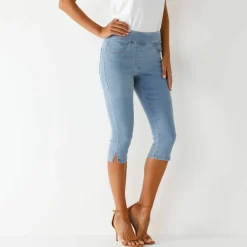 Corsaire fuselé ultra stretch, maille effet jean