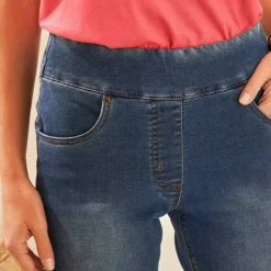 Corsaire fuselé ultra stretch, maille effet jean