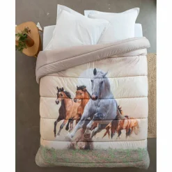 Couette microfibre impression photo chevaux 200g/m2