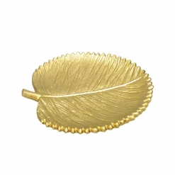 Coupelle forme feuille, polyrésine dorée