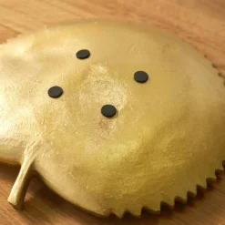 Coupelle forme feuille, polyrésine dorée